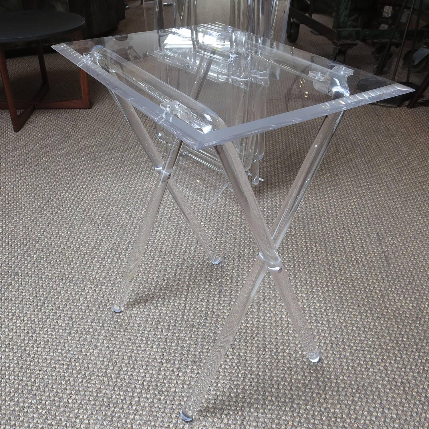 Mid-Century Modern Mid-Century Lucite Folding Tables, Set of Four