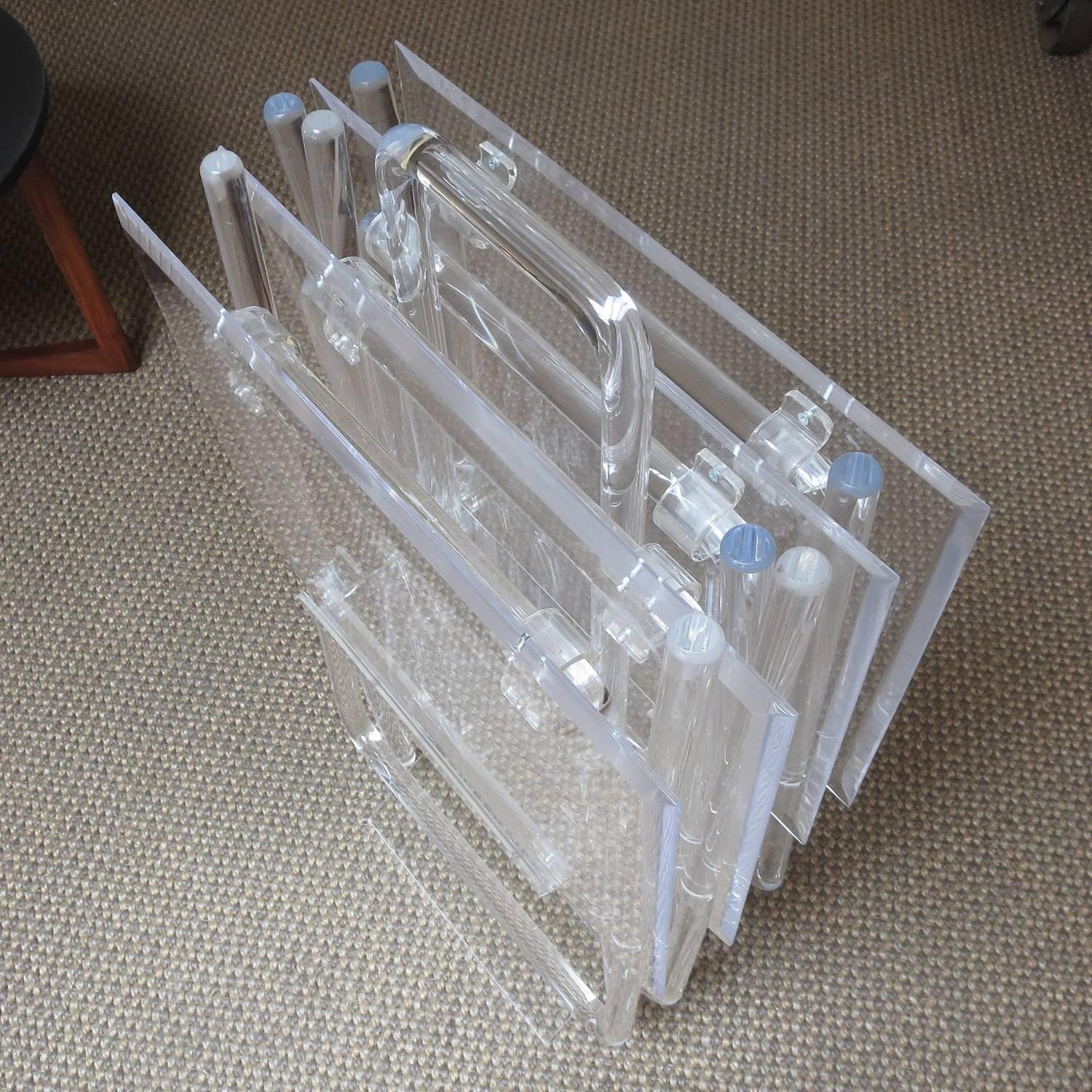 American Mid-Century Lucite Folding Tables, Set of Four