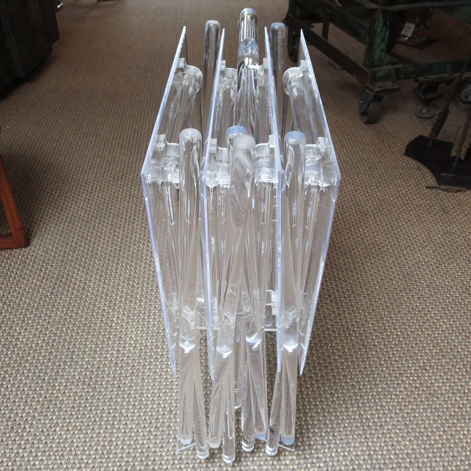 Mid-Century Lucite Folding Tables, Set of Four In Excellent Condition In North Hollywood, CA