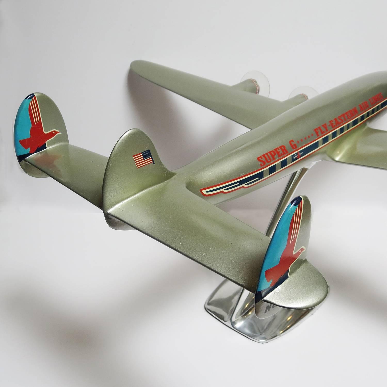 Eastern Airlines Painted Metal Constellation Airplane Desk Model In Excellent Condition In North Hollywood, CA