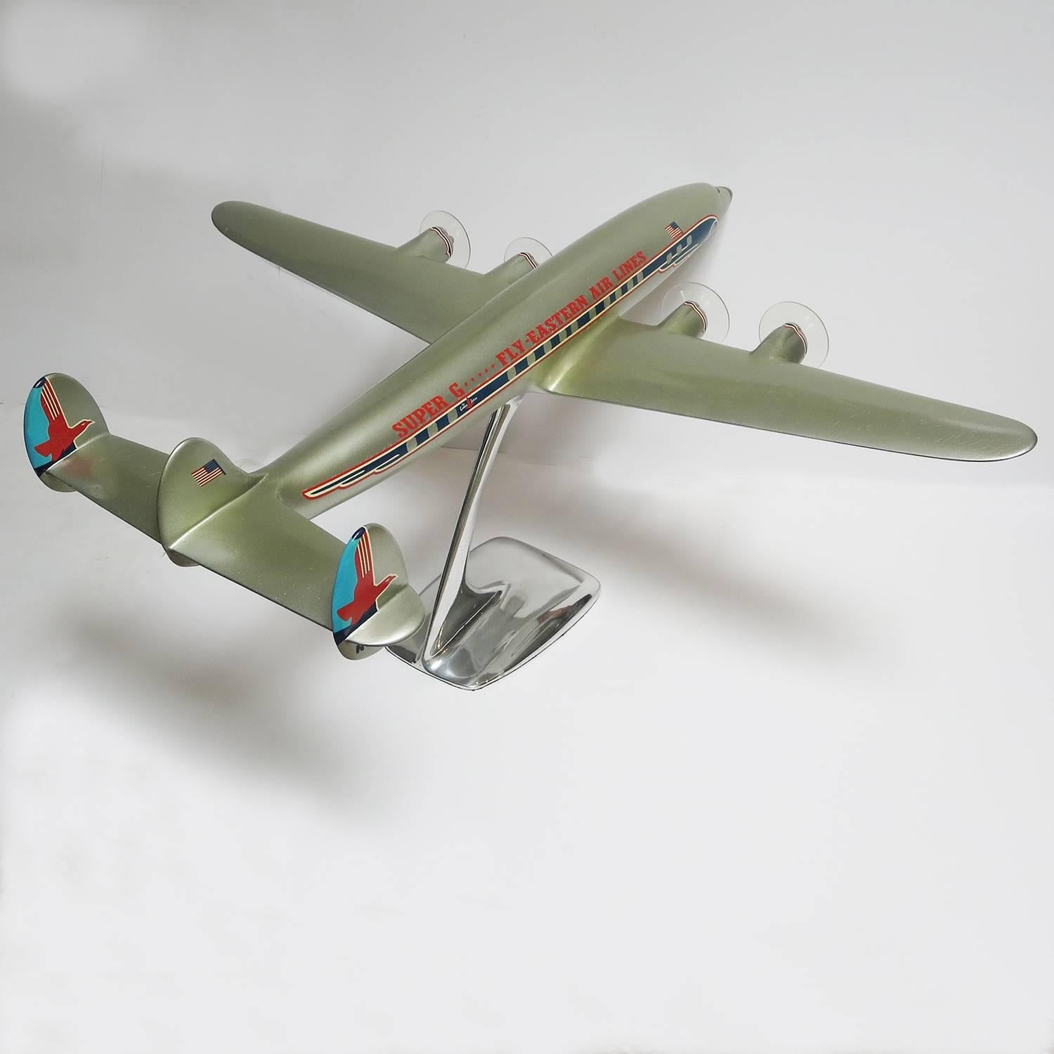 Mid-20th Century Eastern Airlines Painted Metal Constellation Airplane Desk Model