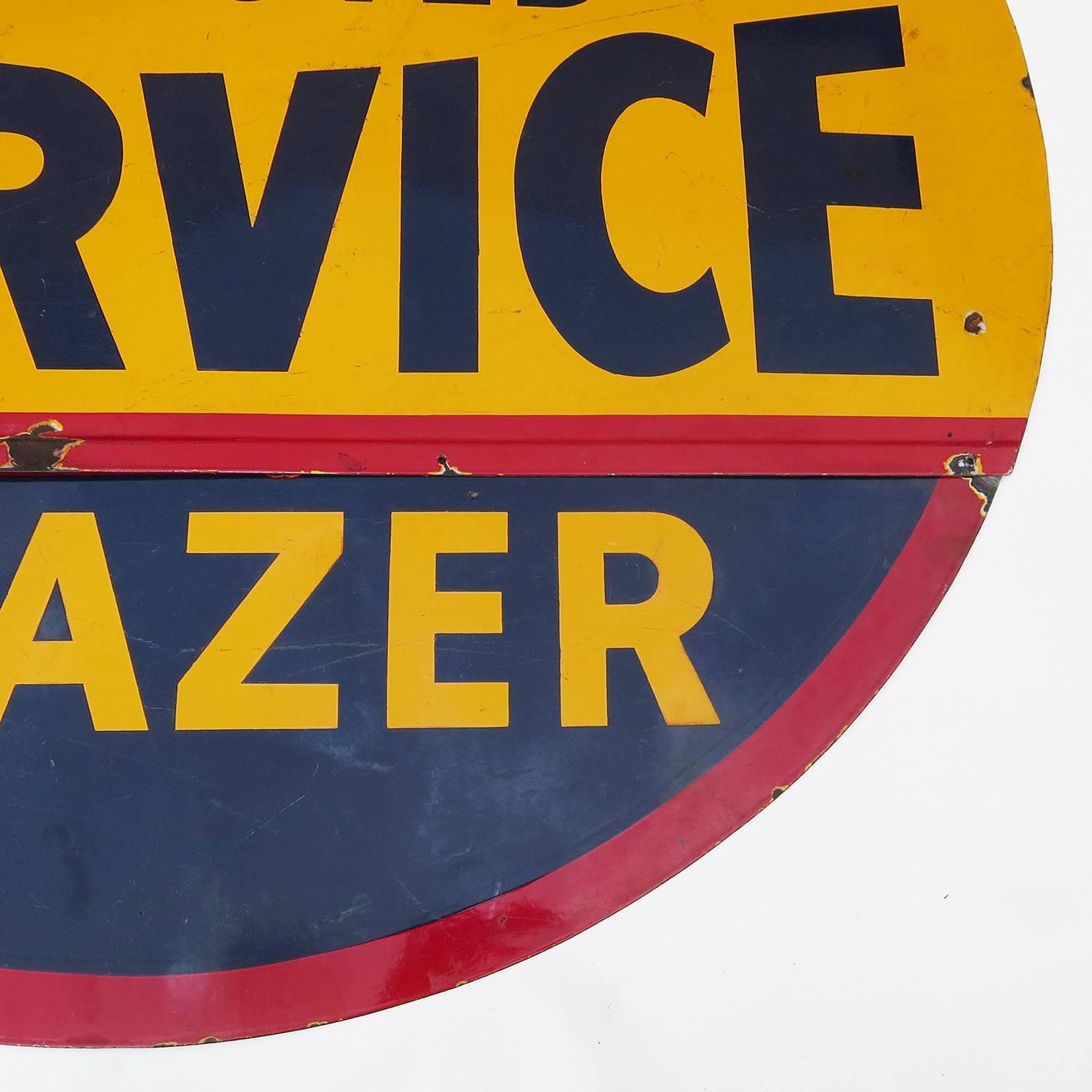 Mid-20th Century Kaiser / Frazer Automobiles Porcelain Enamel Double Sided Service Sign