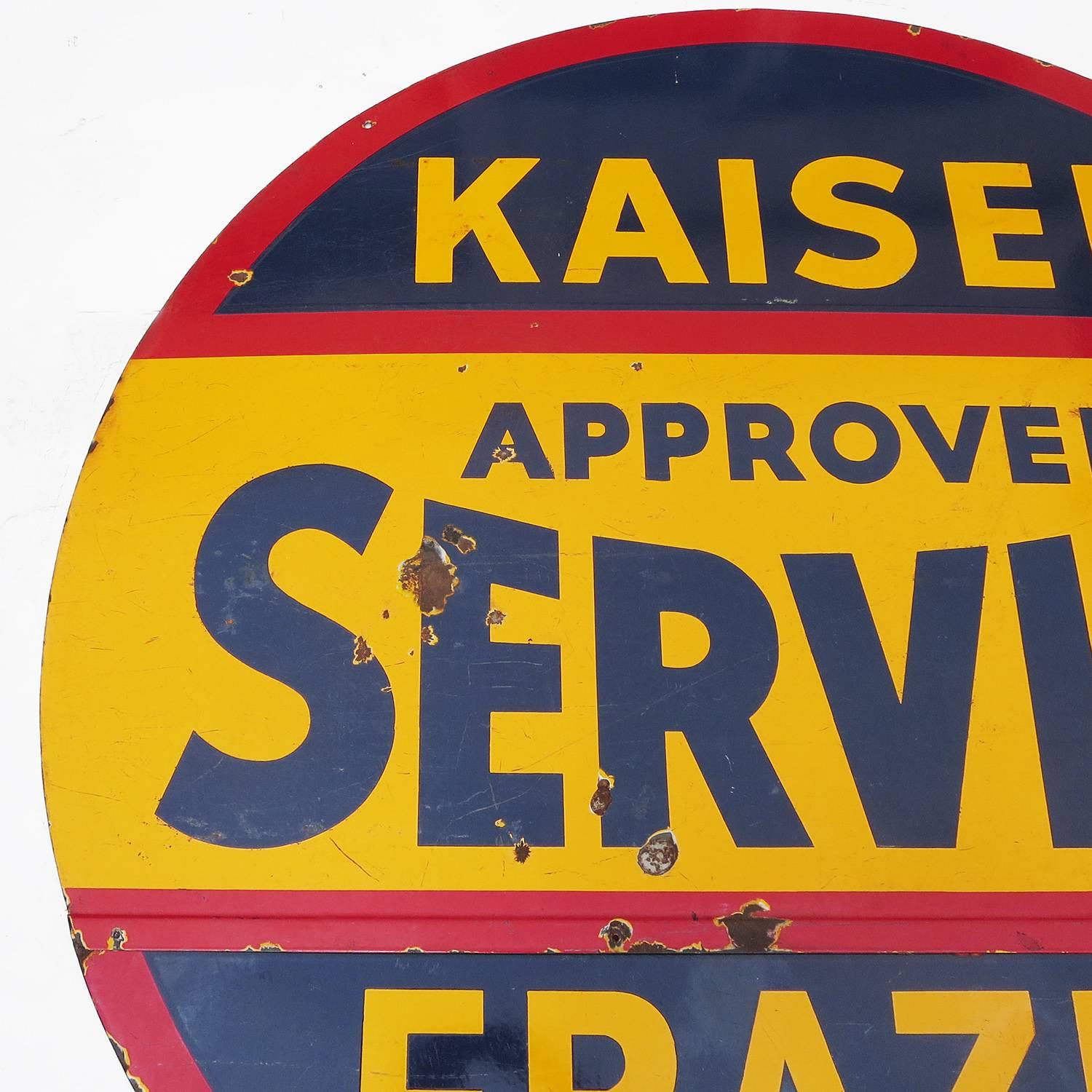 Kaiser / Frazer Automobiles Porcelain Enamel Double Sided Service Sign 1