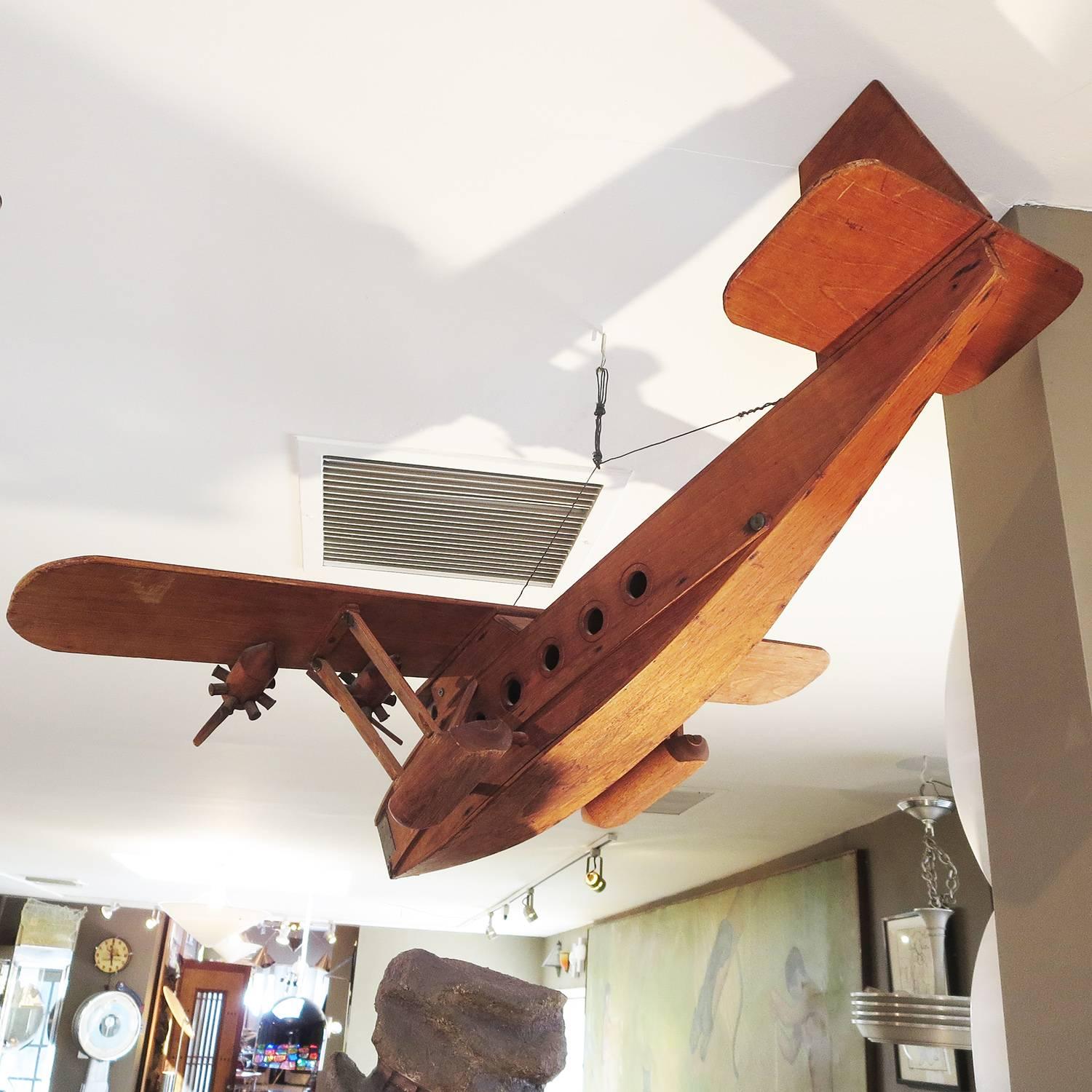 American Folk Art Wooden Hanging Seaplane