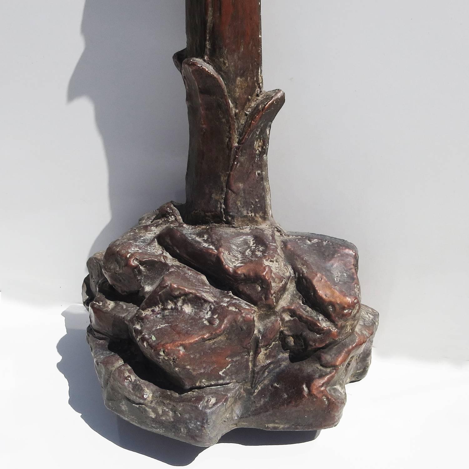 Molded Bronzed Palm Tree Lamps in the Manner of Serge Roche