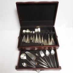 Gio Ponti 1958 "Diamond" Sterling Silver Setting, 76 Pieces, Setting for Eight