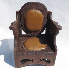 1960s Hand-Carved Folk Art Armchair in an Underwater Theme