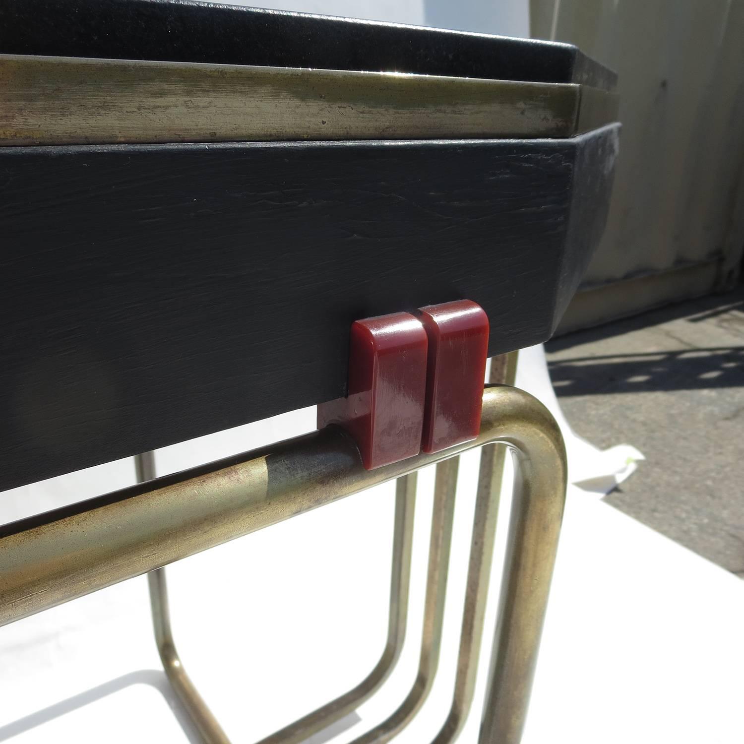 Plated Art Deco Console Table in Bronze and Granite