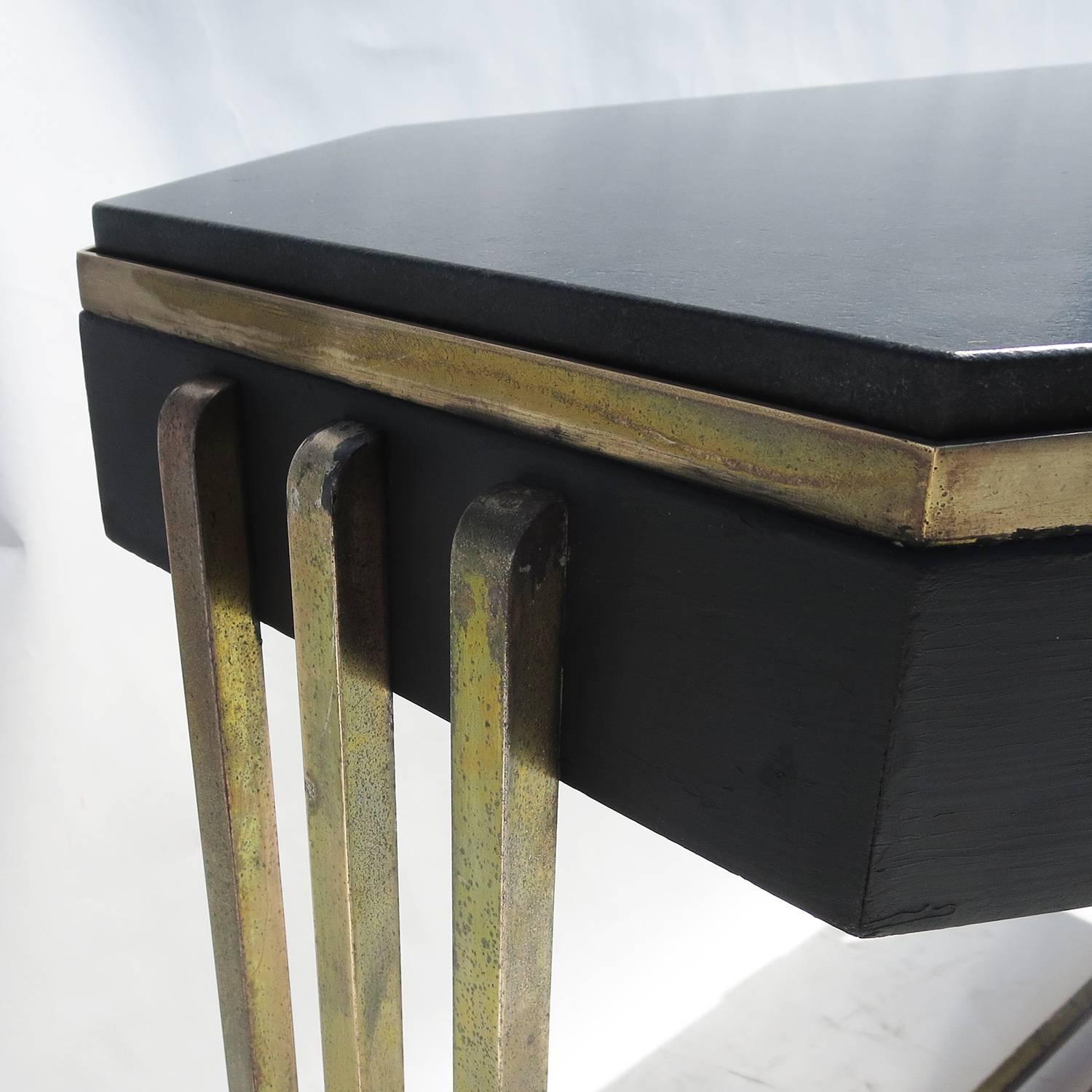 Art Deco Console Table in Bronze and Granite 1