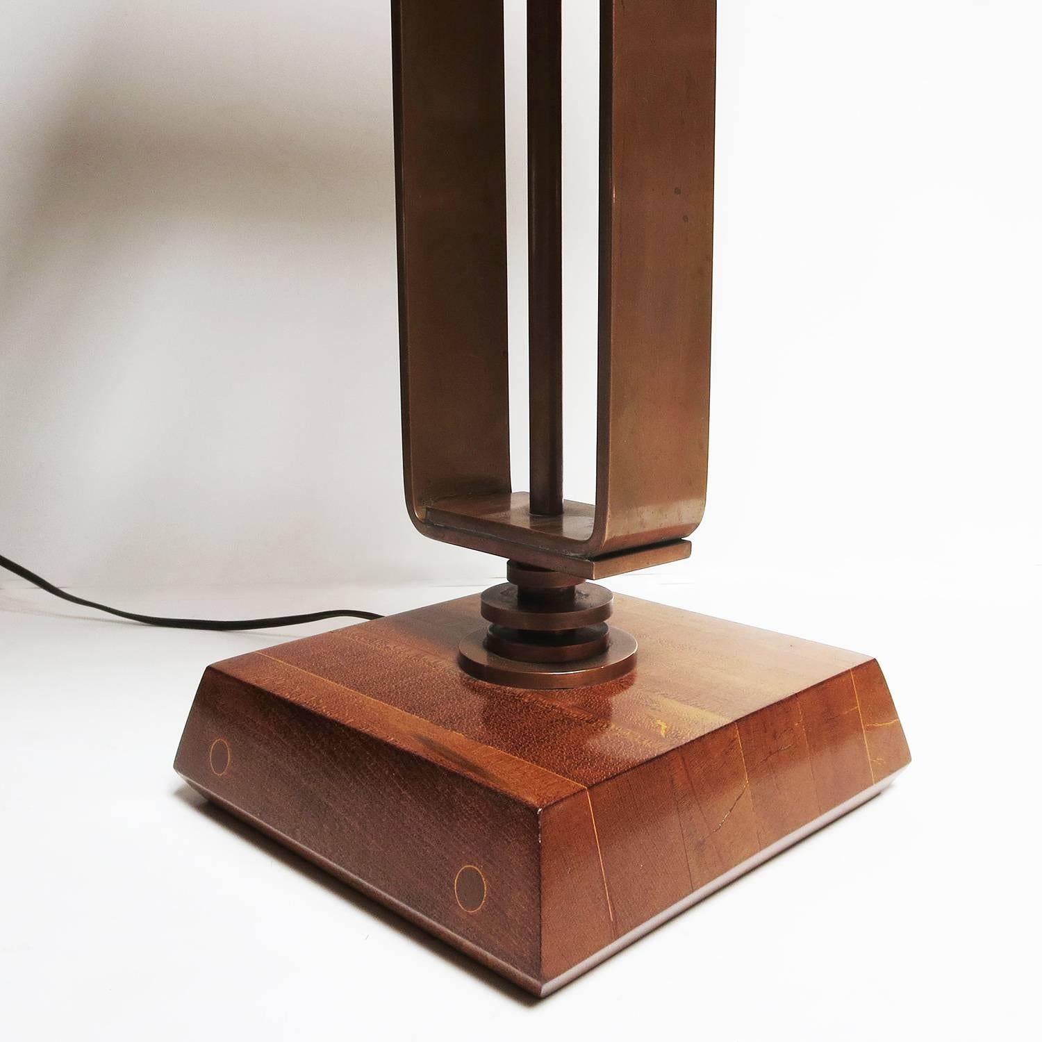 American Art Deco Machine Age Copper Table Lamps