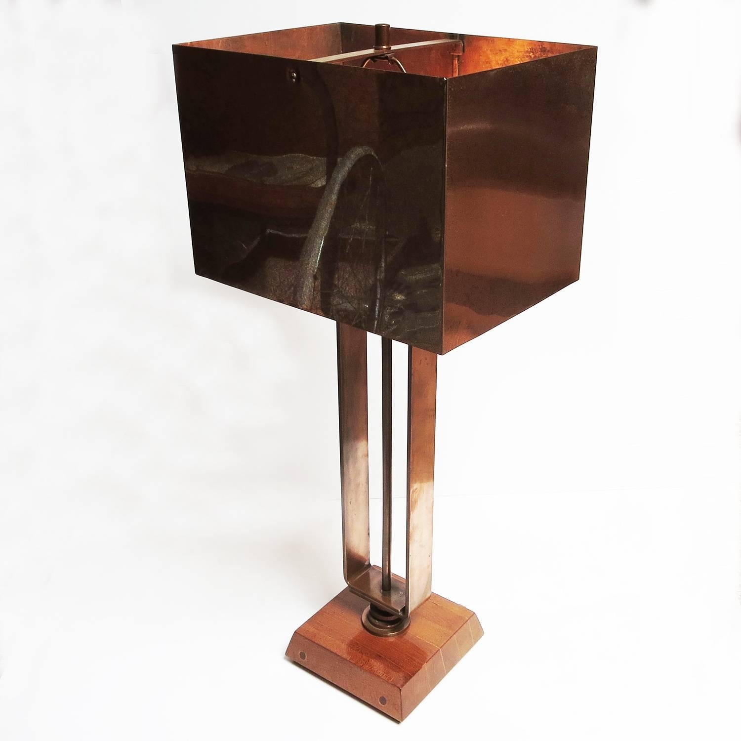 Lacquered Art Deco Machine Age Copper Table Lamps