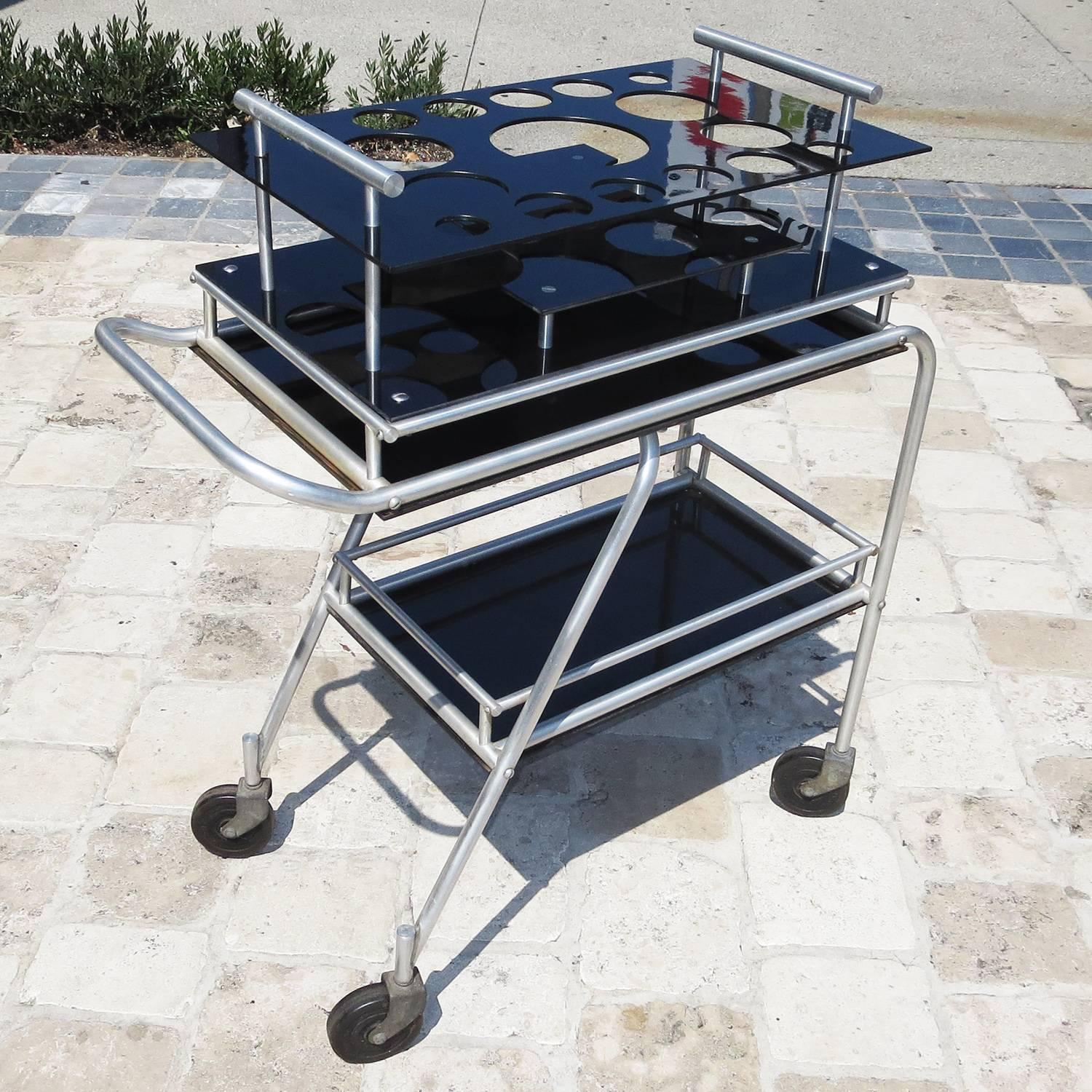 American Deco DC3 Aero Art Cocktail Trolley Cart with Rare Serving Tray