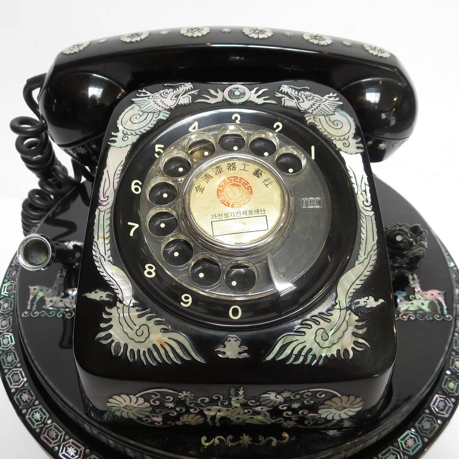 Chinoiserie Highly Decorated Working Chinese Telephone on Platform Base