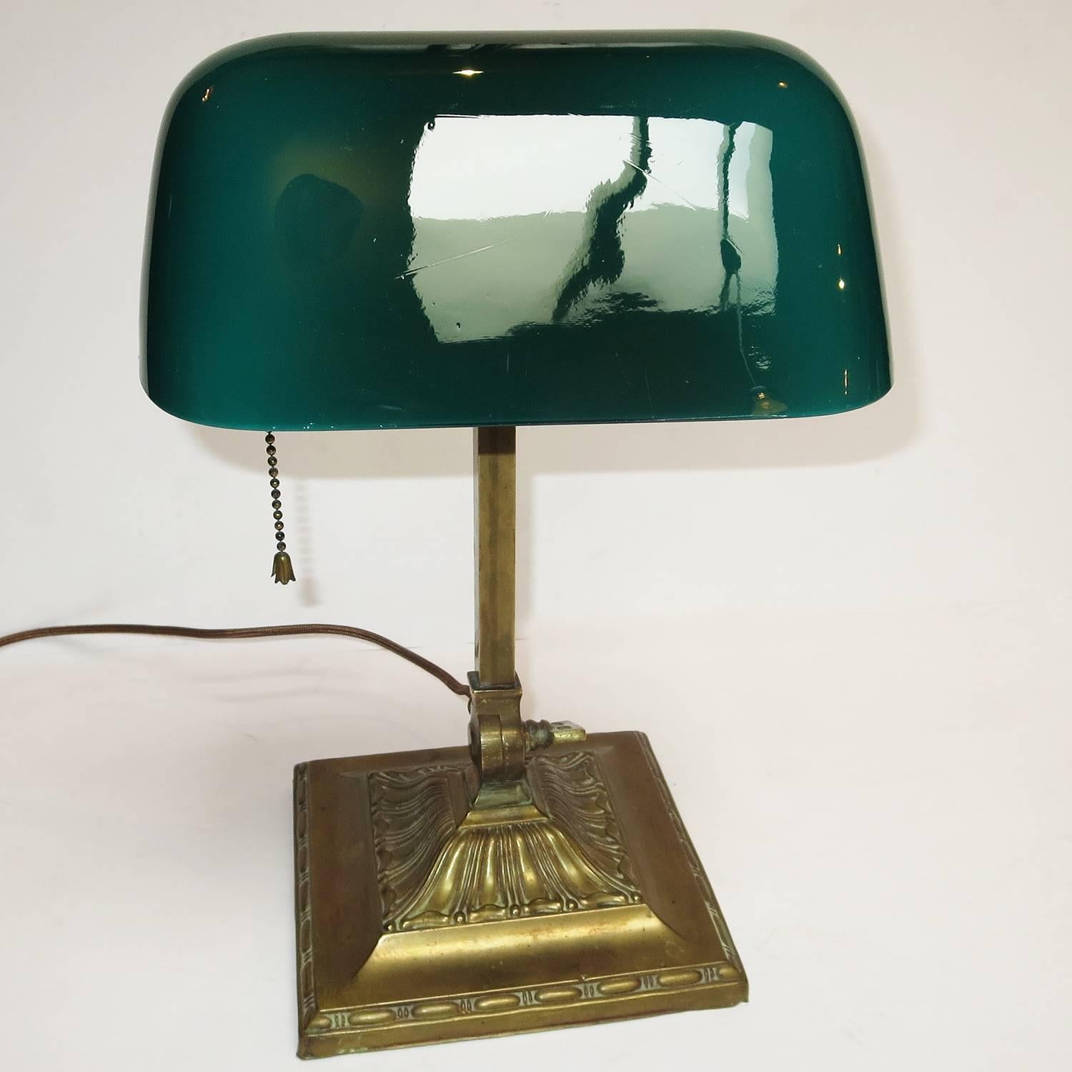 Early Emeralite Single Shade Desk or Library Lamp In Good Condition In North Hollywood, CA