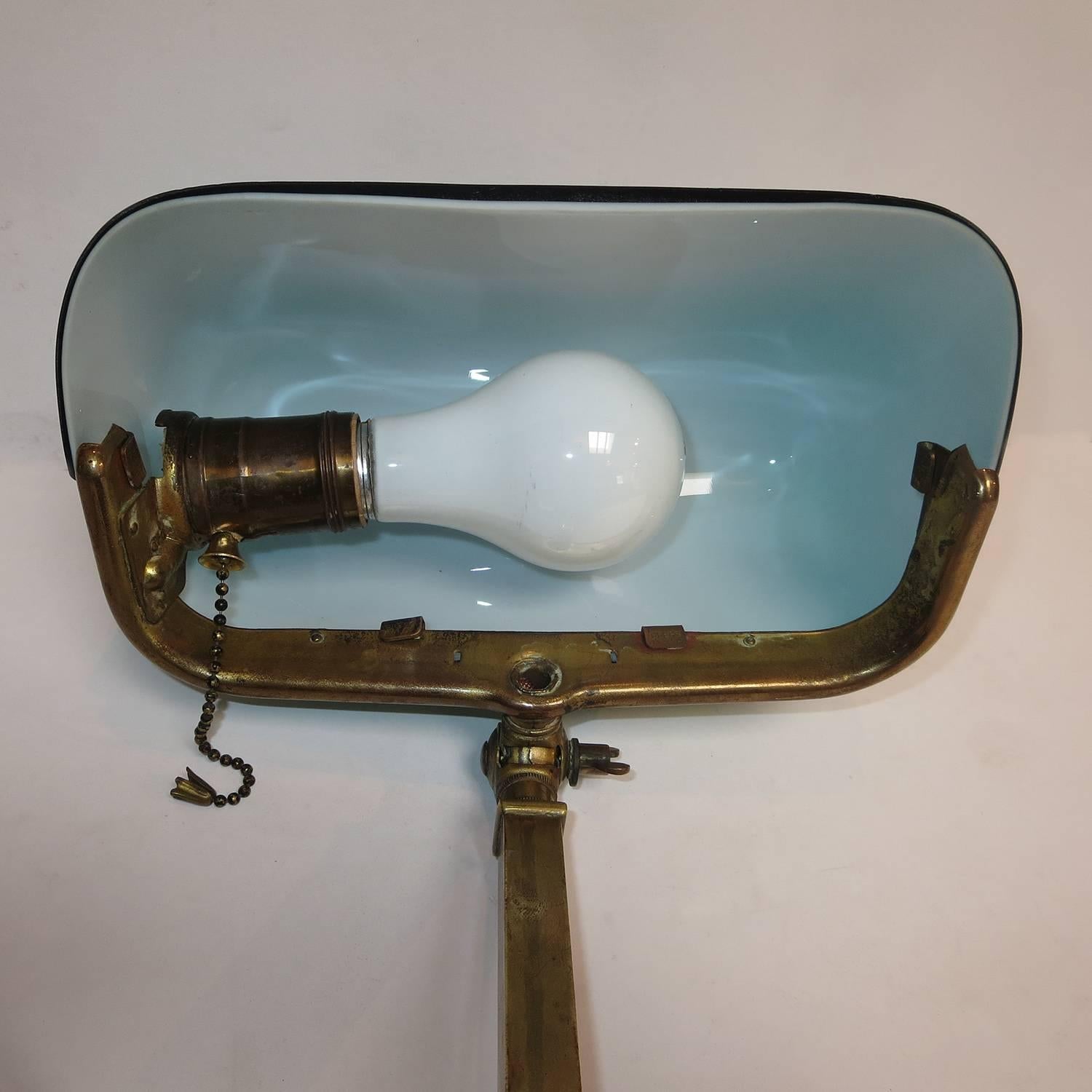 Early 20th Century Early Emeralite Single Shade Desk or Library Lamp