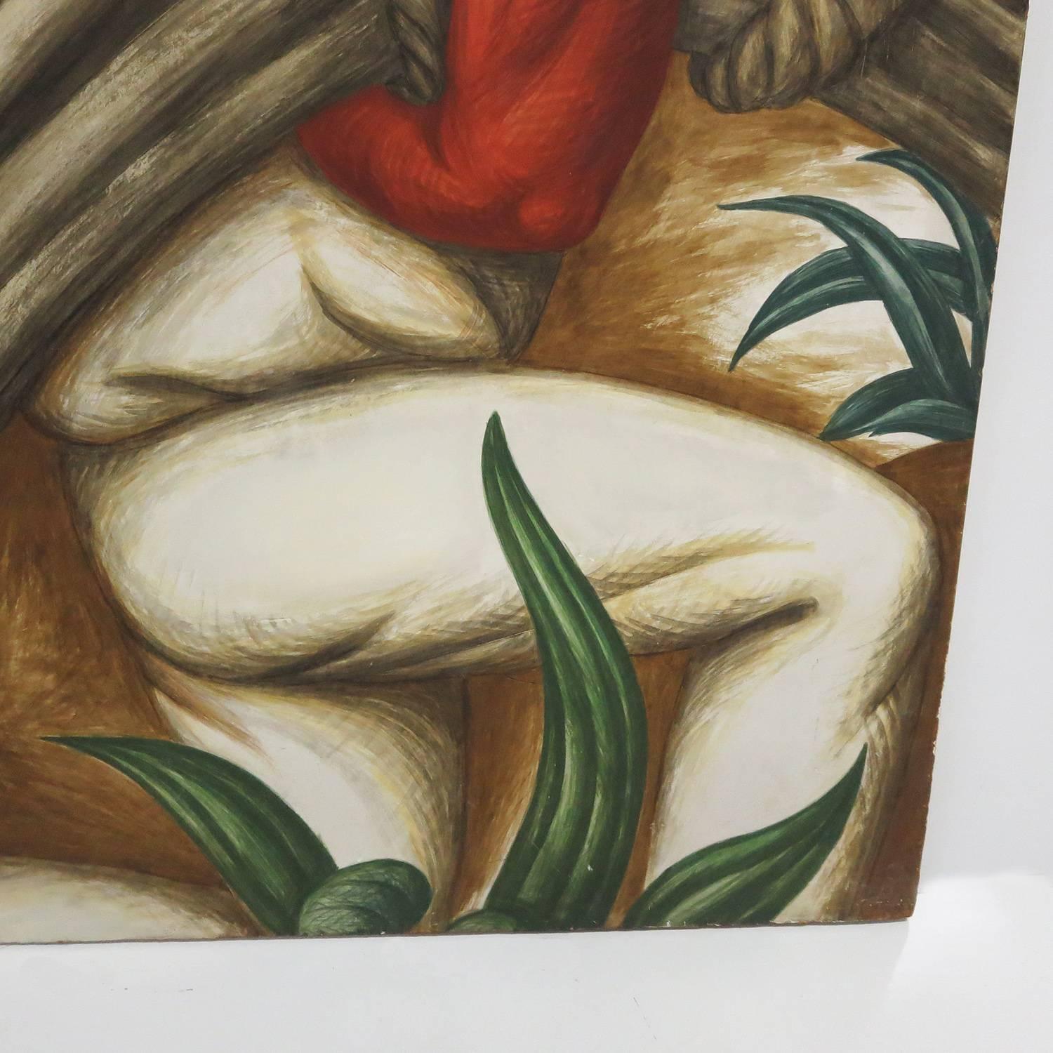 Hand-Painted WPA Mural Study for San Antonio Texas Post Office by Alois Fabry Jr., 1937 For Sale