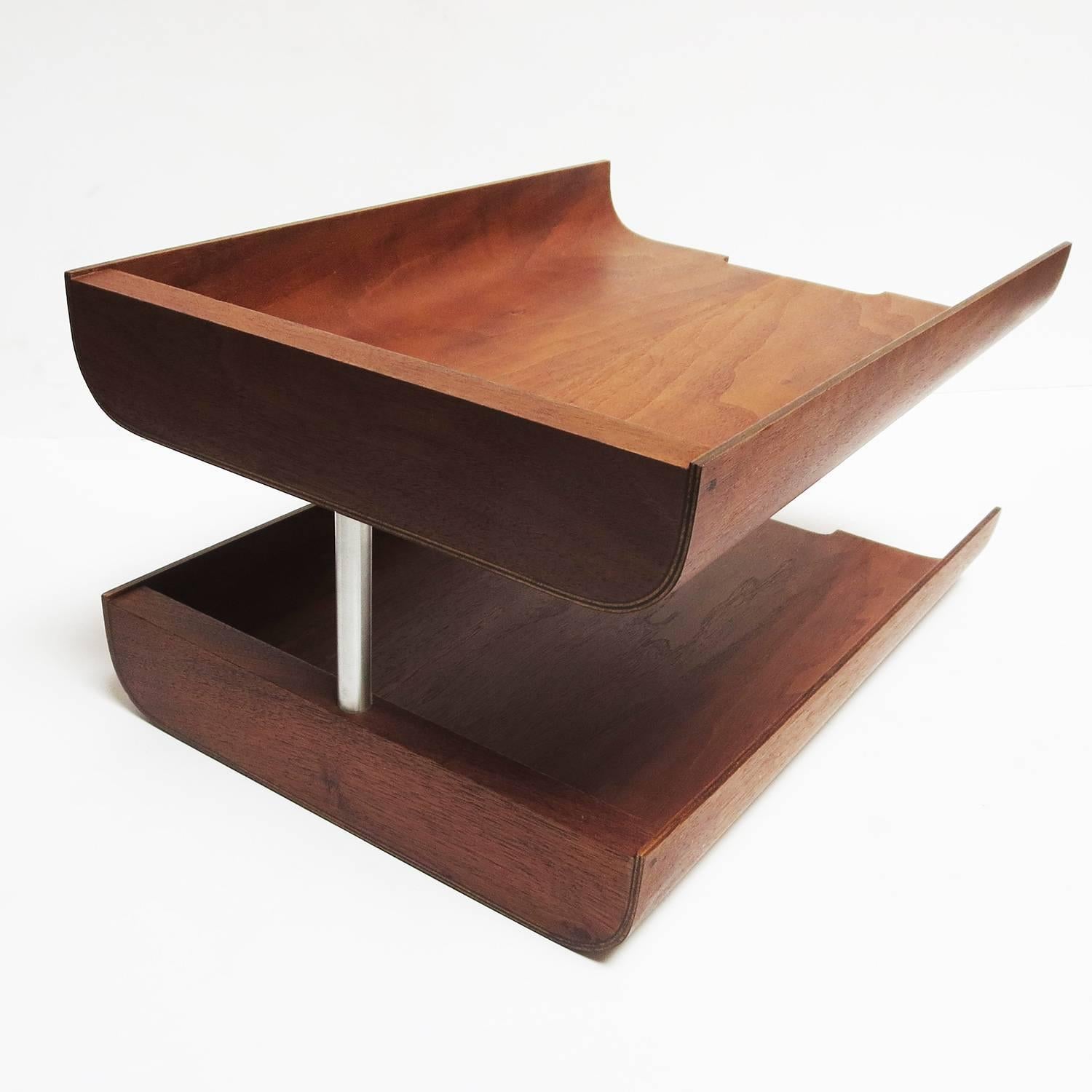 Mid-Century Modern 1960s Molded Teak Plywood Letter Trays by Martin Aberg for Rainbow Wood