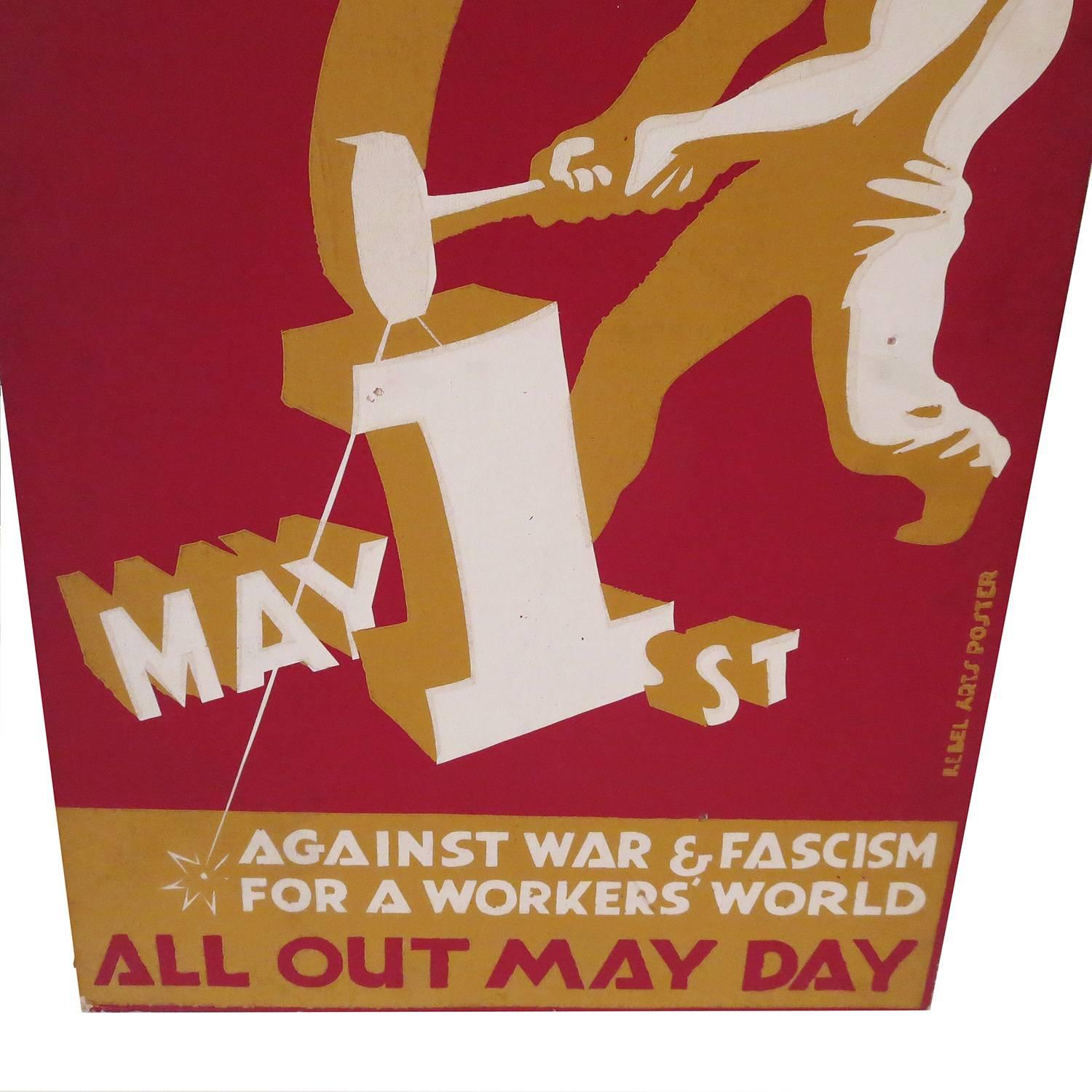 Art Deco 1930s Socialist May Day Demonstration Poster by Rebel Arts Group, New York