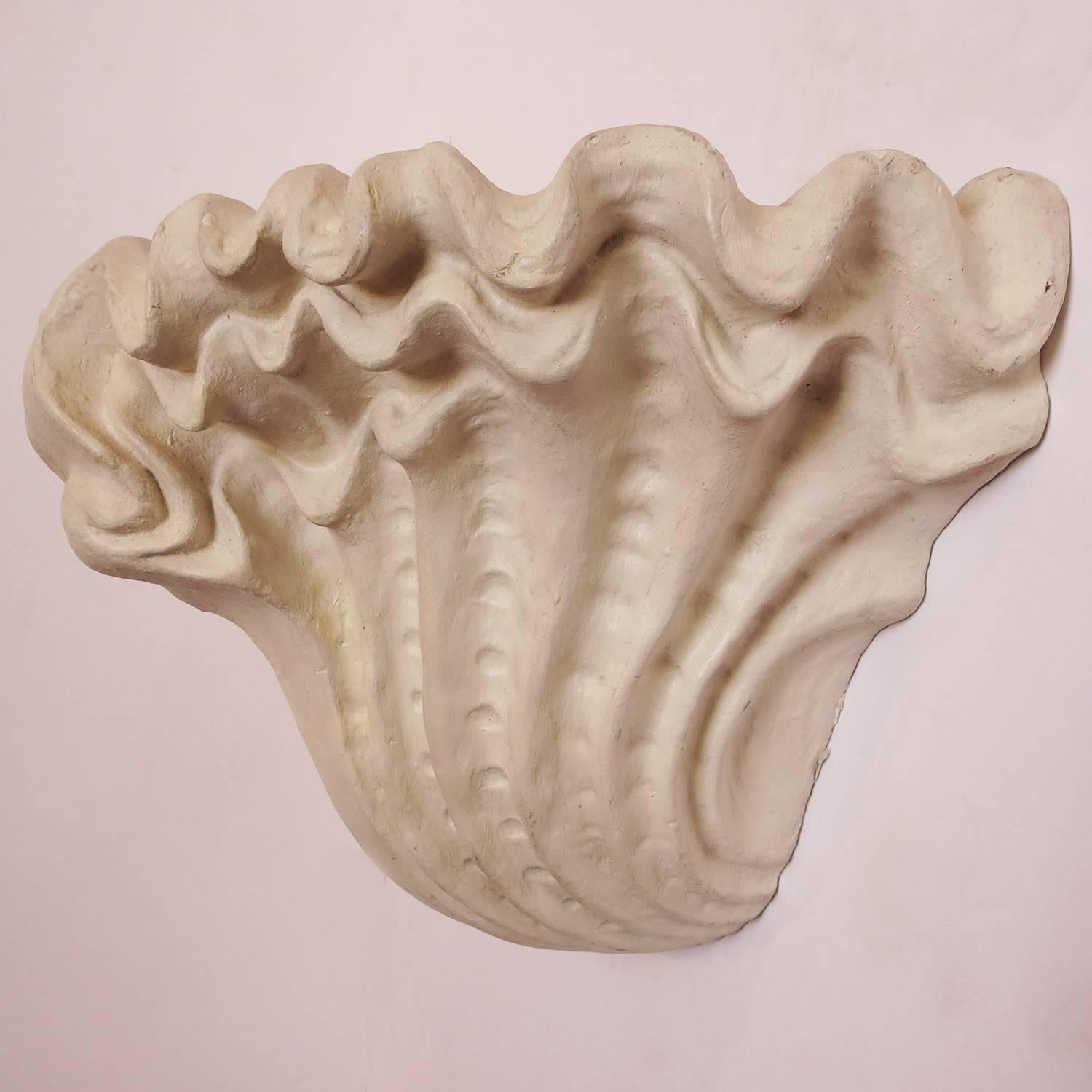Hollywood Regency Plaster Shell Wall Sconces in the Manner of Serge Roche