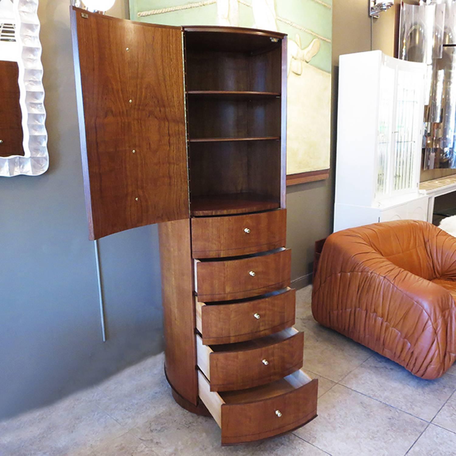 Mid-Century Modern Midcentury Walnut Revolving Valet Dresser Cabinet