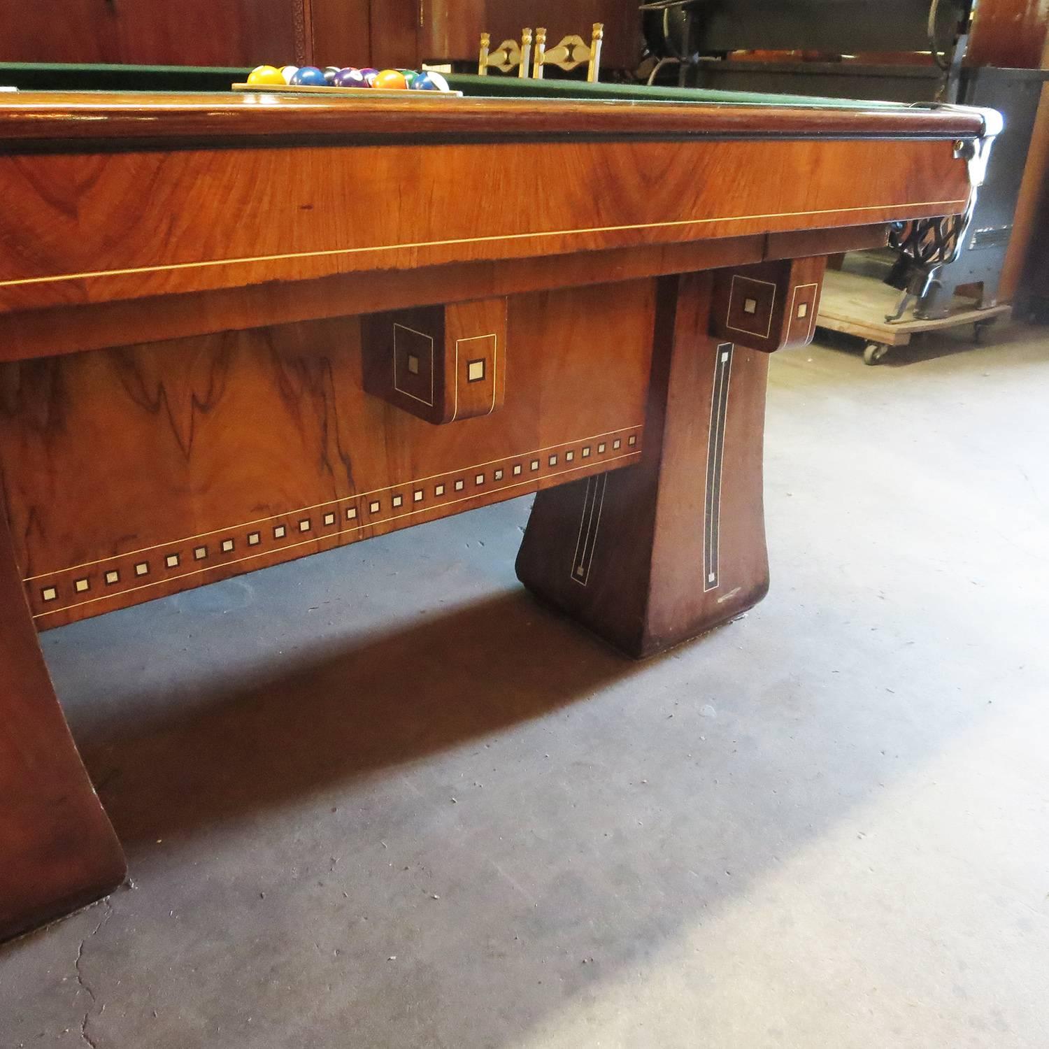 American 1915 Brunswick Arcade Pool Table with Rare Six-Legged Base For Sale