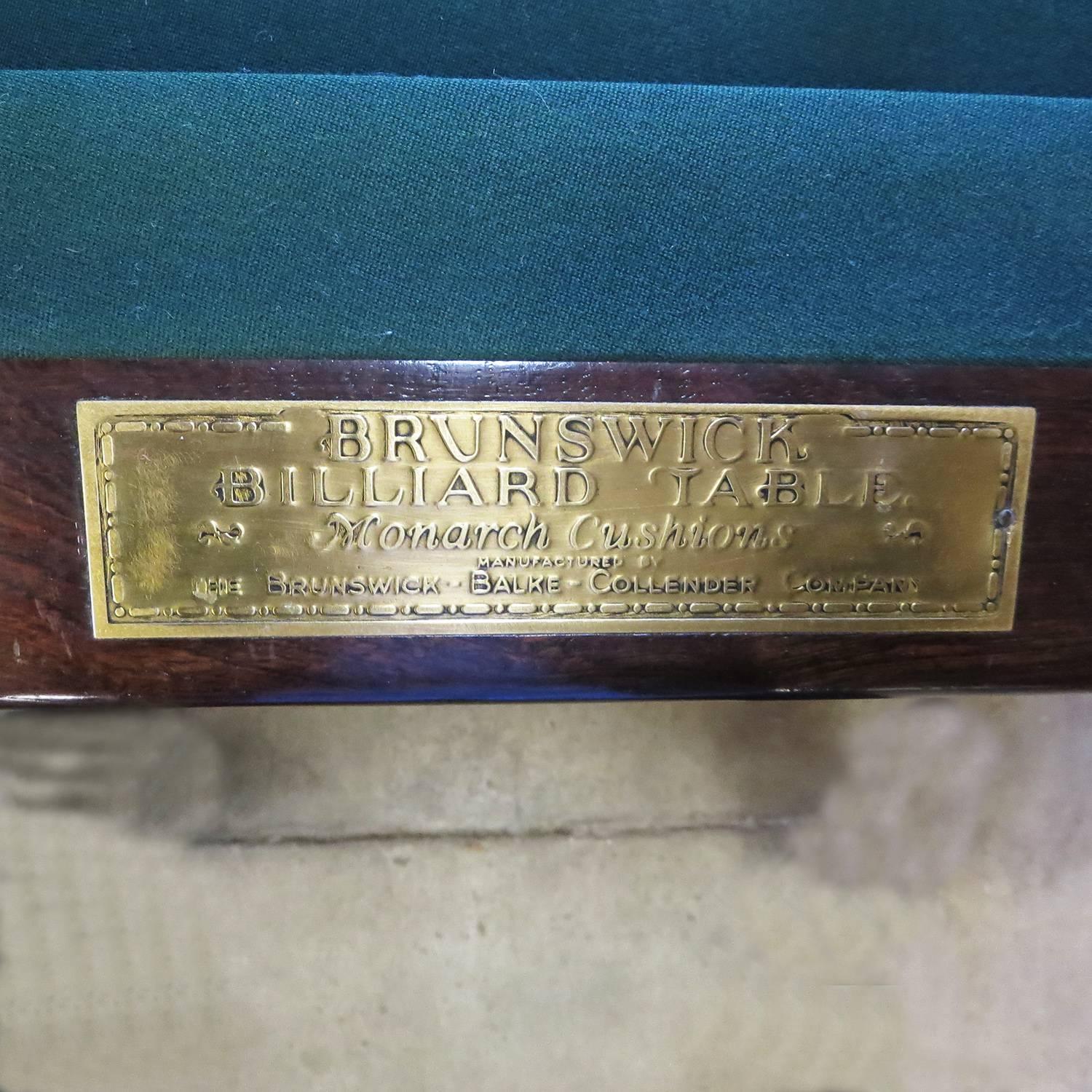 Lacquered 1915 Brunswick Arcade Pool Table with Rare Six-Legged Base For Sale