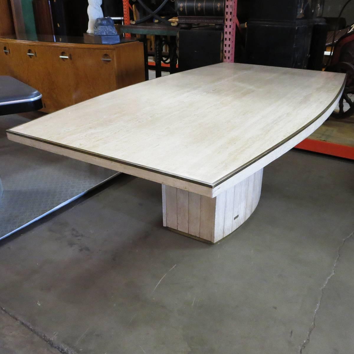 Travertine Dining Table by Willy Rizzo for Jean Charles, 1970 In Excellent Condition In North Hollywood, CA
