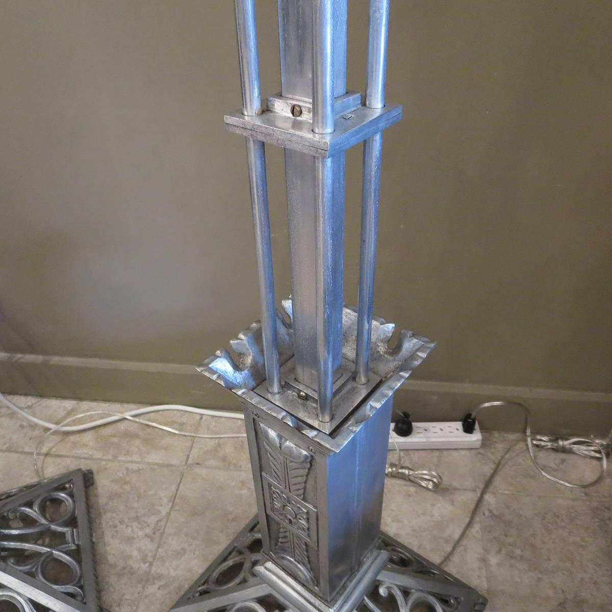 Art Deco Torchere Floor Lamps in Cast Aluminum 1