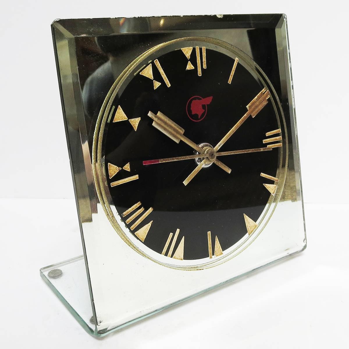 Glass Art Deco Pontiac Automobiles Executive Desk Clock