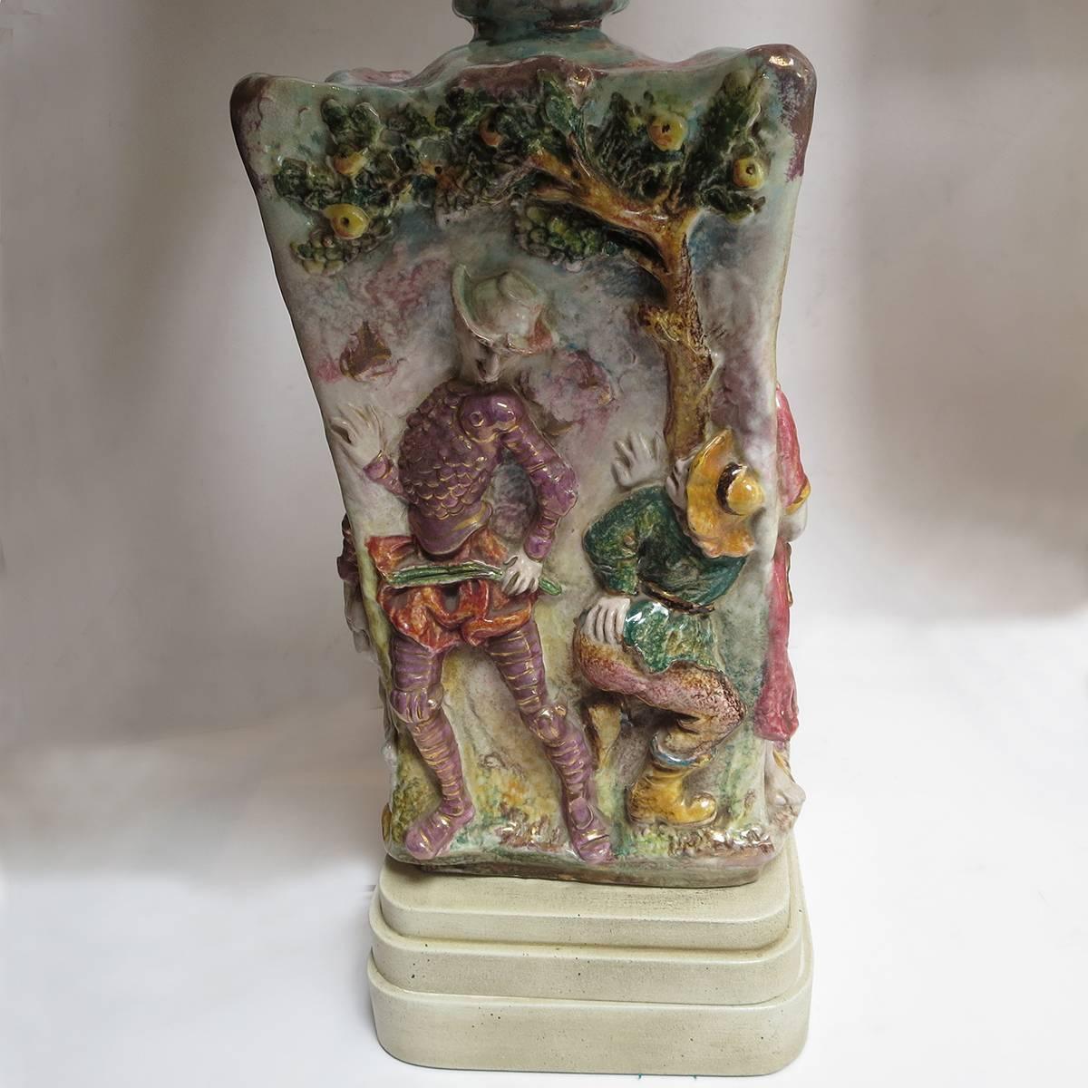 Glazed Midcentury Don Quixote Ceramic Table Lamps