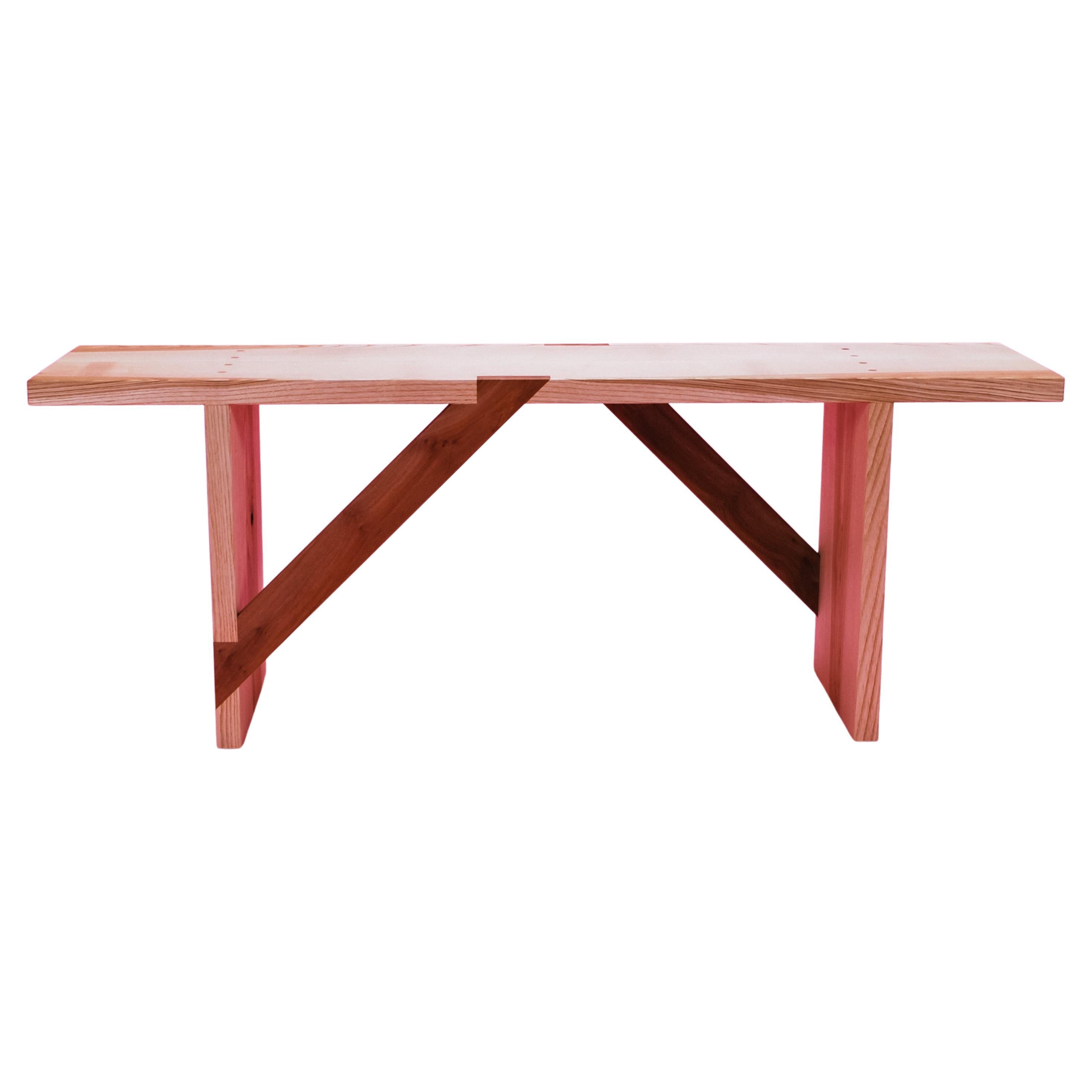 Bench in Solid English Ash and London Plane, Two Seater, Made by Loose Fit, UK For Sale