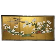 Rinpa Style Chrysanthemum Blossom Screen Late Edo Period