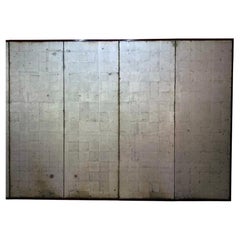 Japanese Six-Panel Folding Screen with Aged Silver Leaf, Meiji Period