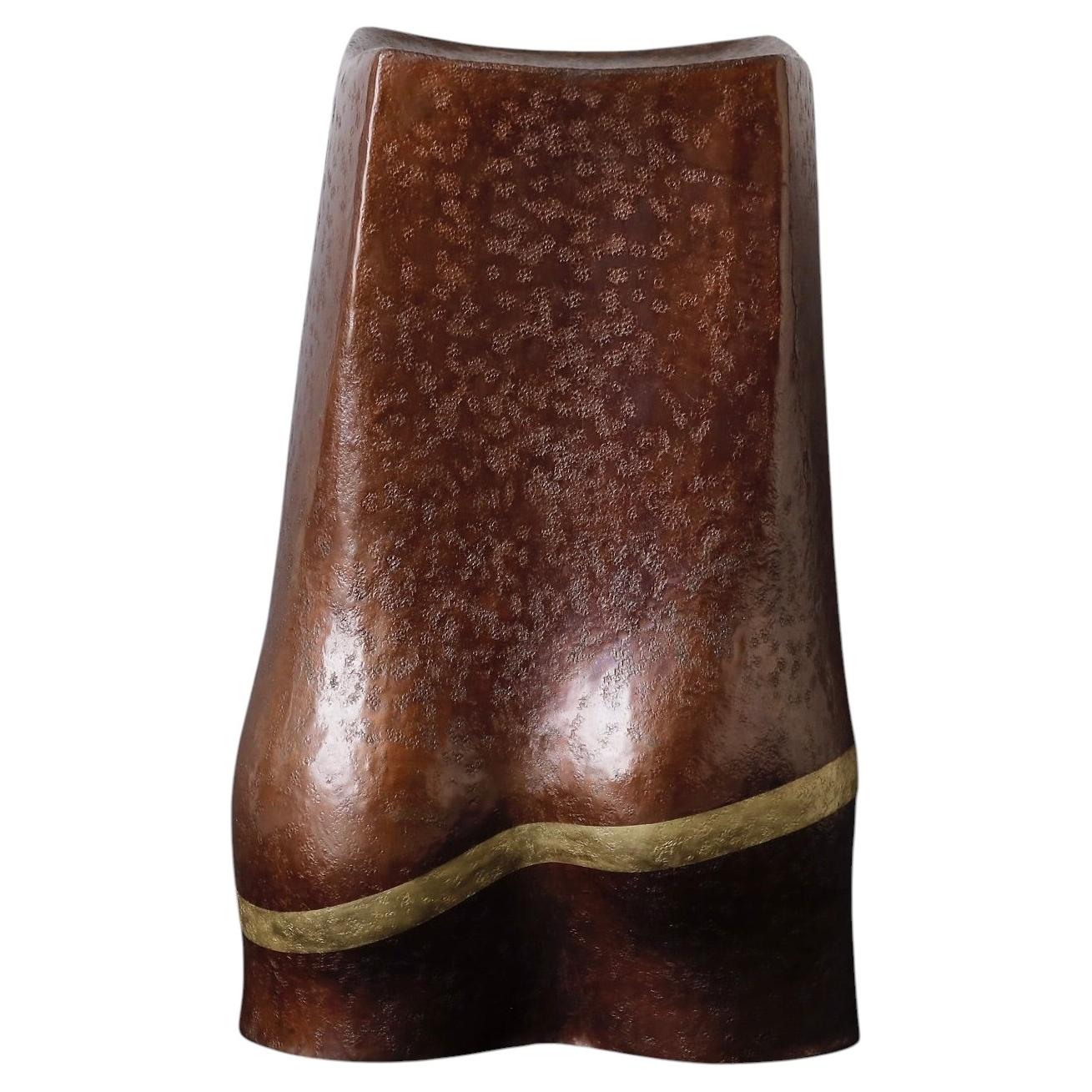 Large Hand-Hammered Japanese Copper Vase By Nitten Artist Aimu Tsuneo For Sale