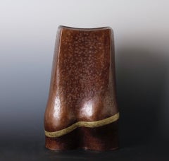 Large Hand-Hammered Japanese Copper Vase By Nitten Artist Aimu Tsuneo