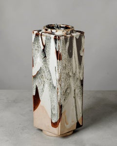 Fine Japanese Ceramic Square Vase by Kiyomizu Rokubei VI, Showa Period