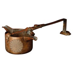 19th Century Japanese Bronze Ceremonial Chōshi with Chrysanthemum Crest