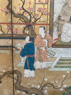 Japanese Six-Panel Gold Leaf Folding Screen with Chinese Palace Scene, Edo Perio