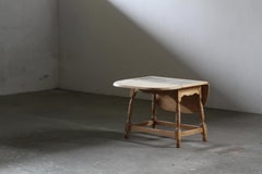 Vintage Danish 1960s Oak Drop-Leaf Coffee Table with Decorative Tile Inset