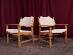 Henning Kjærnulf Danish Sheepskin Lounge Chairs, 1960s