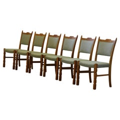Vintage 1960s Brualist Danish Oak Dining Chairs style of Henning Kjærnulf