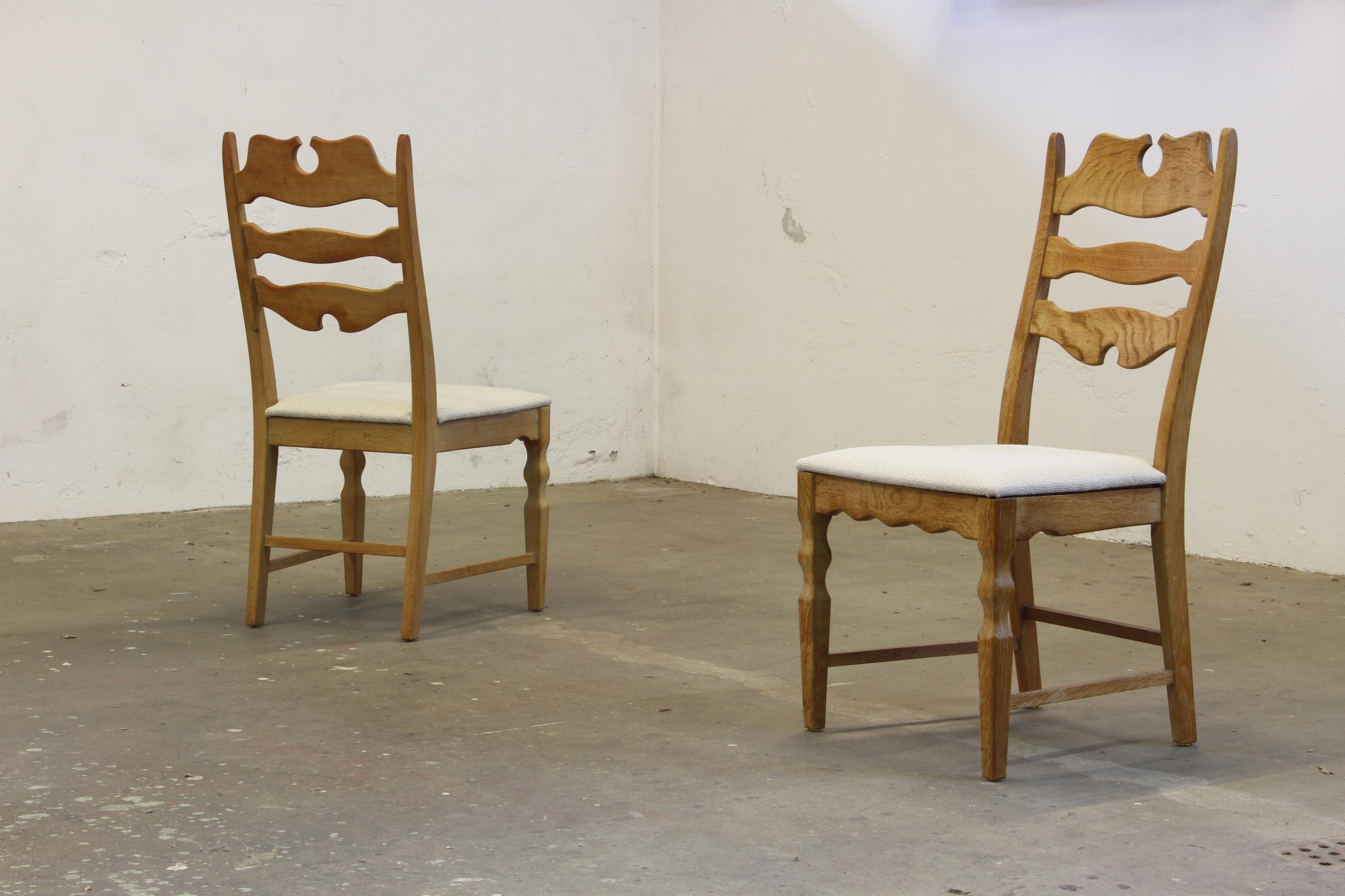 Set di 6 sedie danese Razorblade Highback in Oak Light di Henning Kjærnulf 1960 in vendita 3