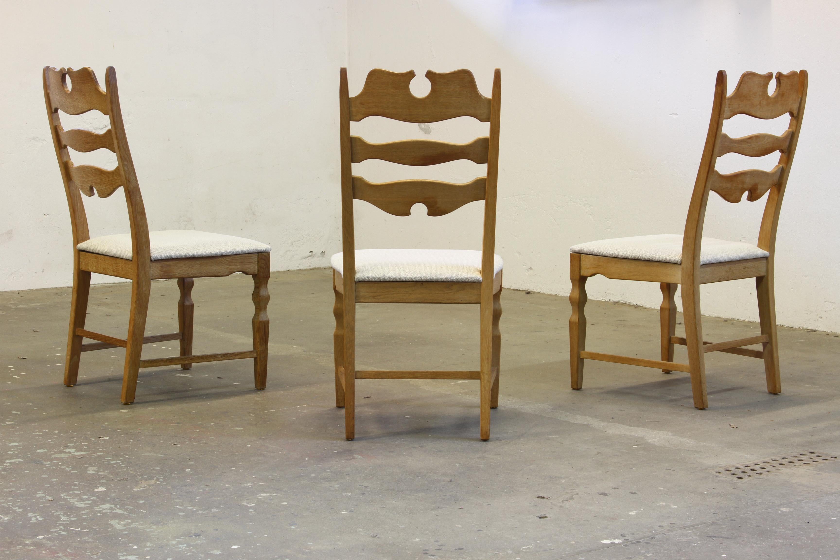 Set di 6 sedie danese Razorblade Highback in Oak Light di Henning Kjærnulf 1960 in vendita 1