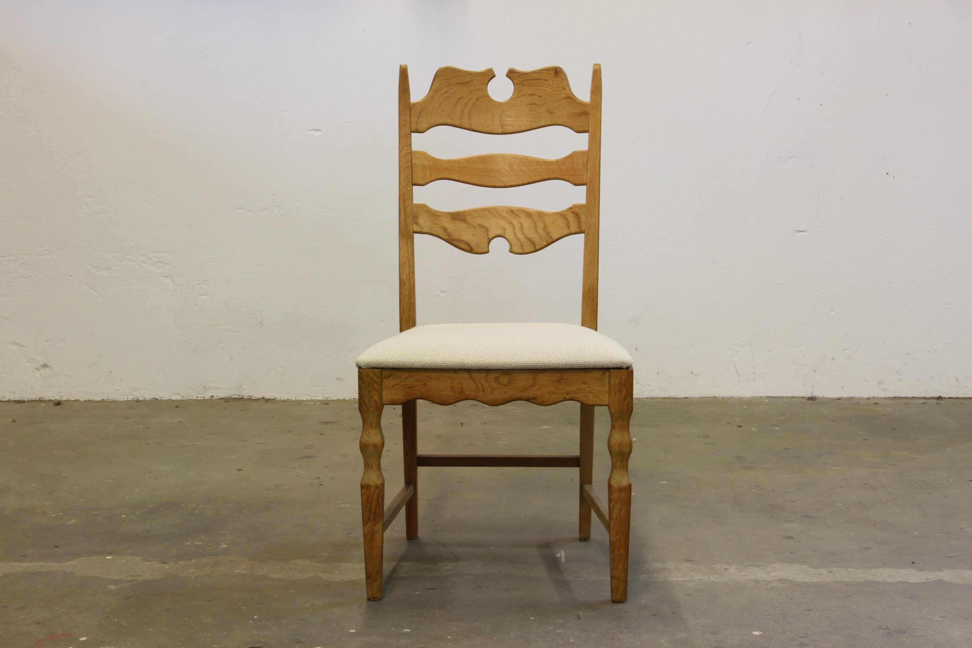 Set di 6 sedie danese Razorblade Highback in Oak Light di Henning Kjærnulf 1960 in vendita 7