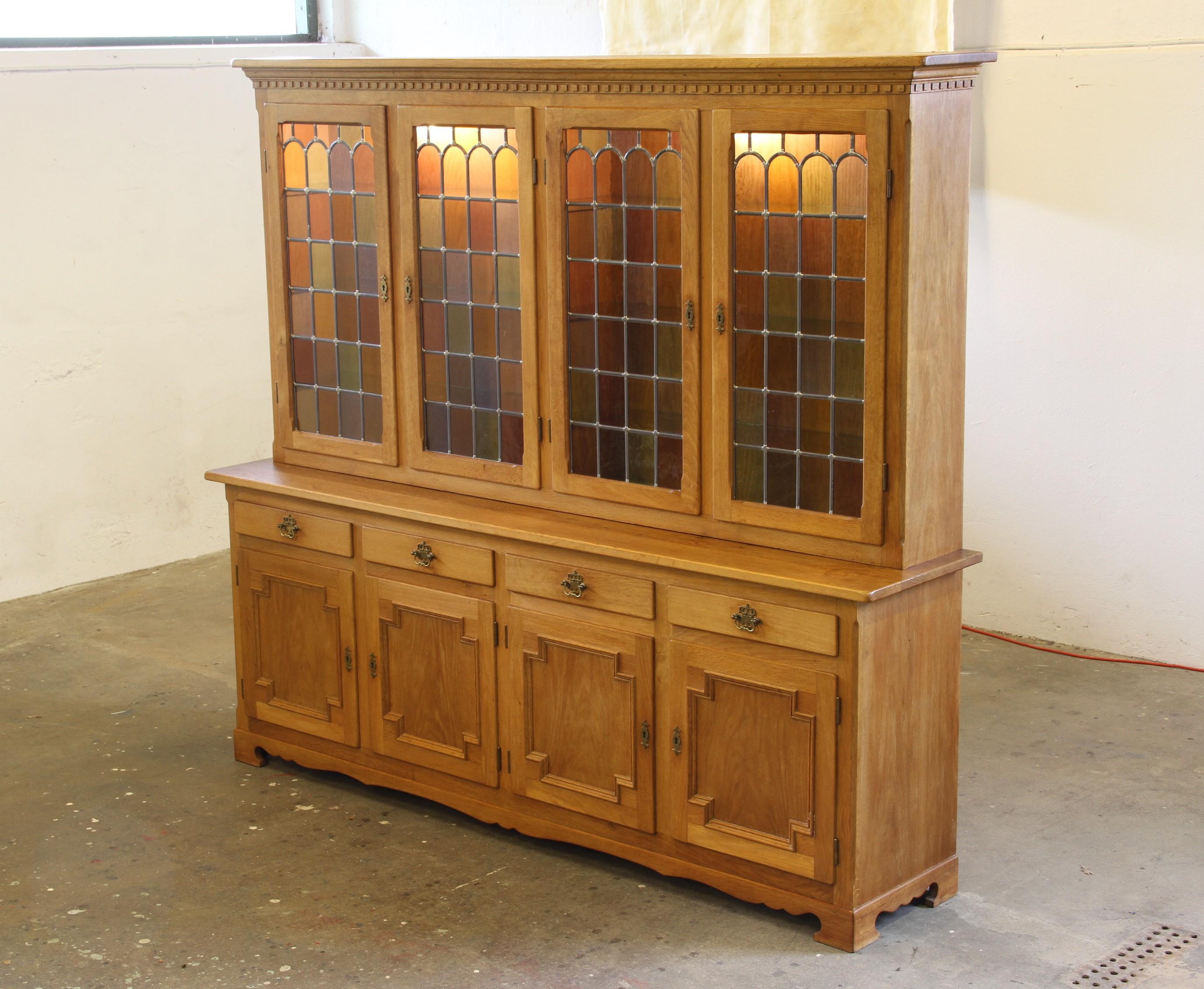 Mid-Century Modern Vintage 1960s Danish Modern Oak China Display Cabinet style of Kjærnulf For Sale