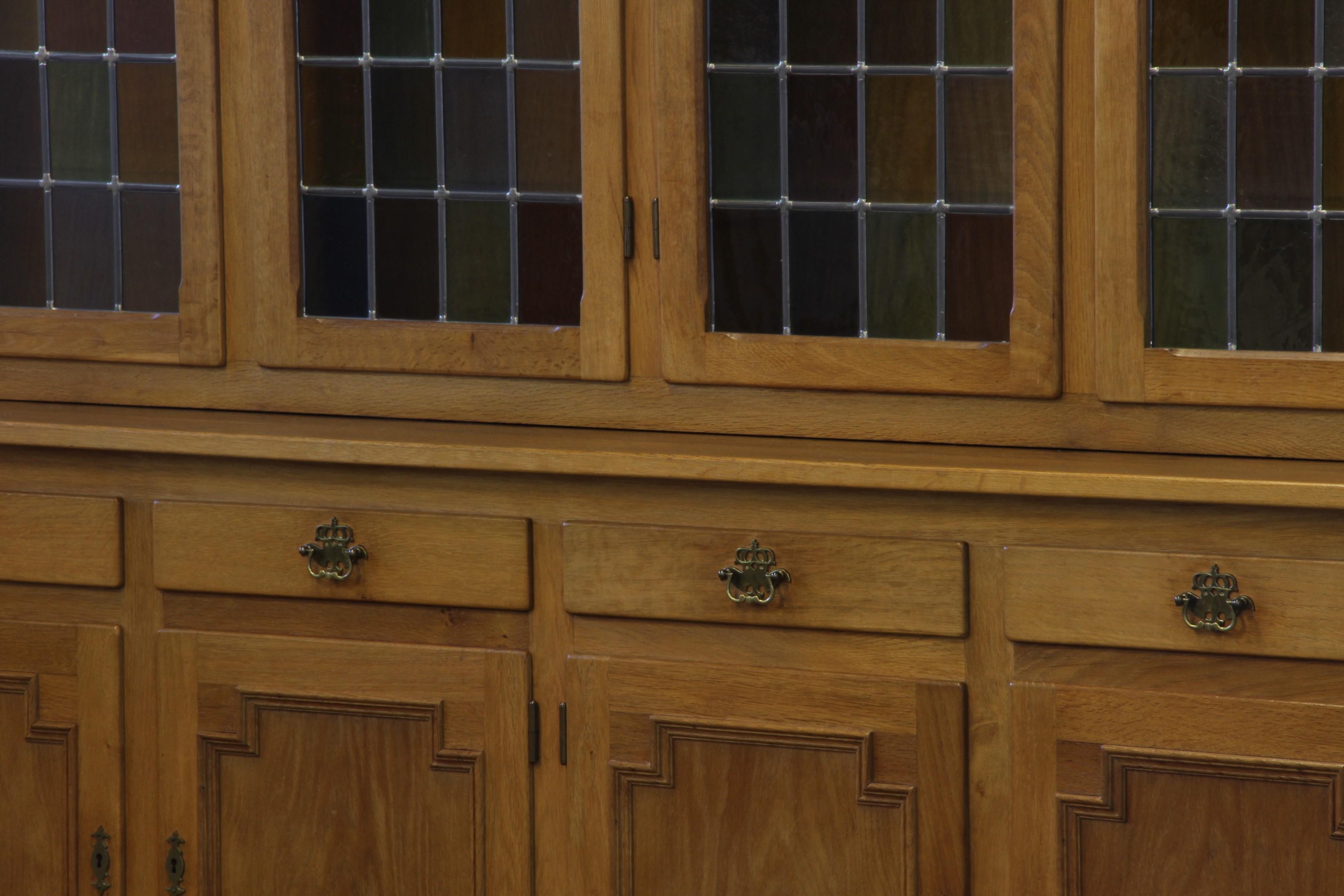 Vintage 1960s Danish Modern Oak China Display Cabinet style of Kjærnulf For Sale 5