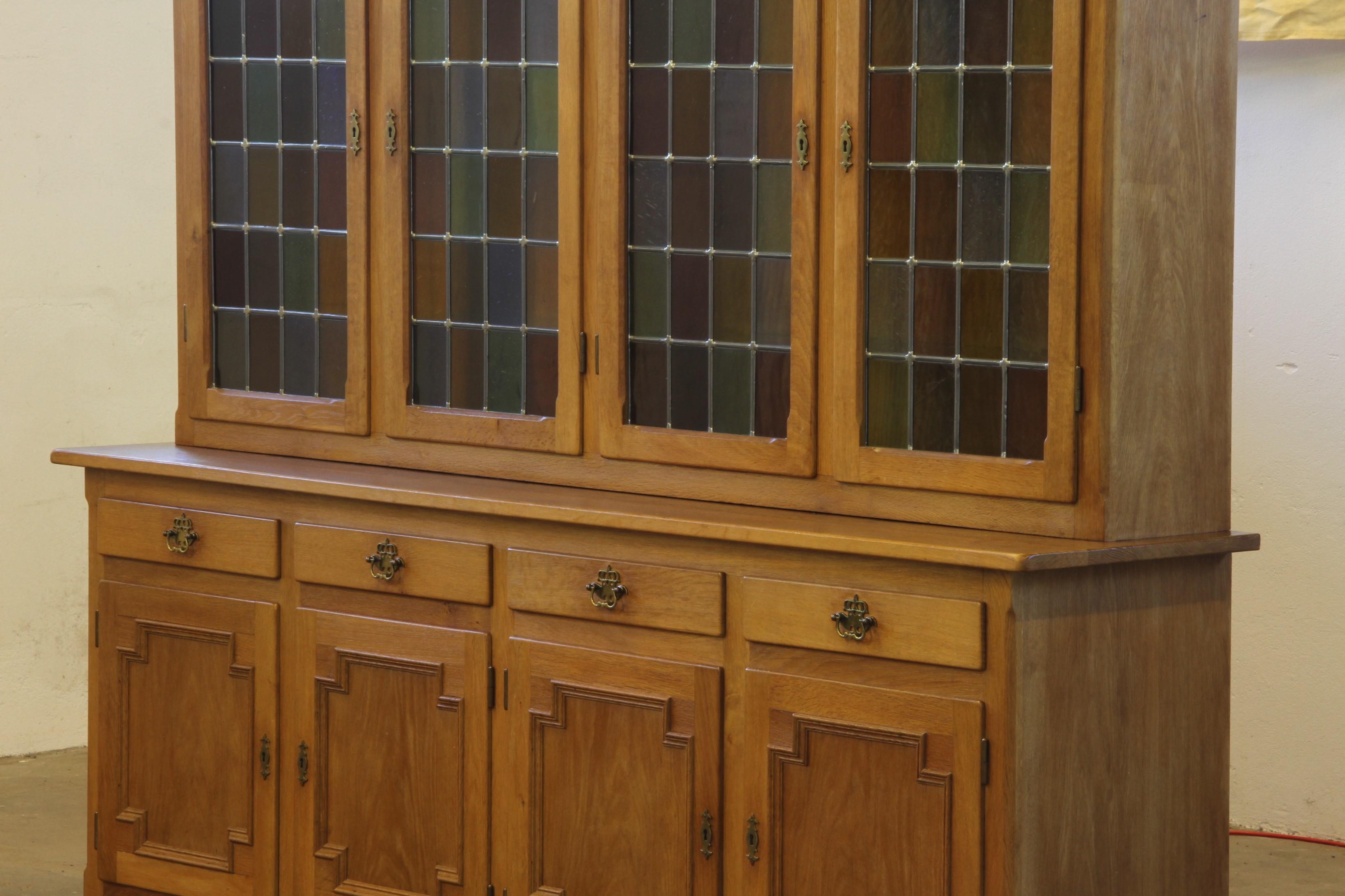 Vintage 1960s Danish Modern Oak China Display Cabinet style of Kjærnulf For Sale 4