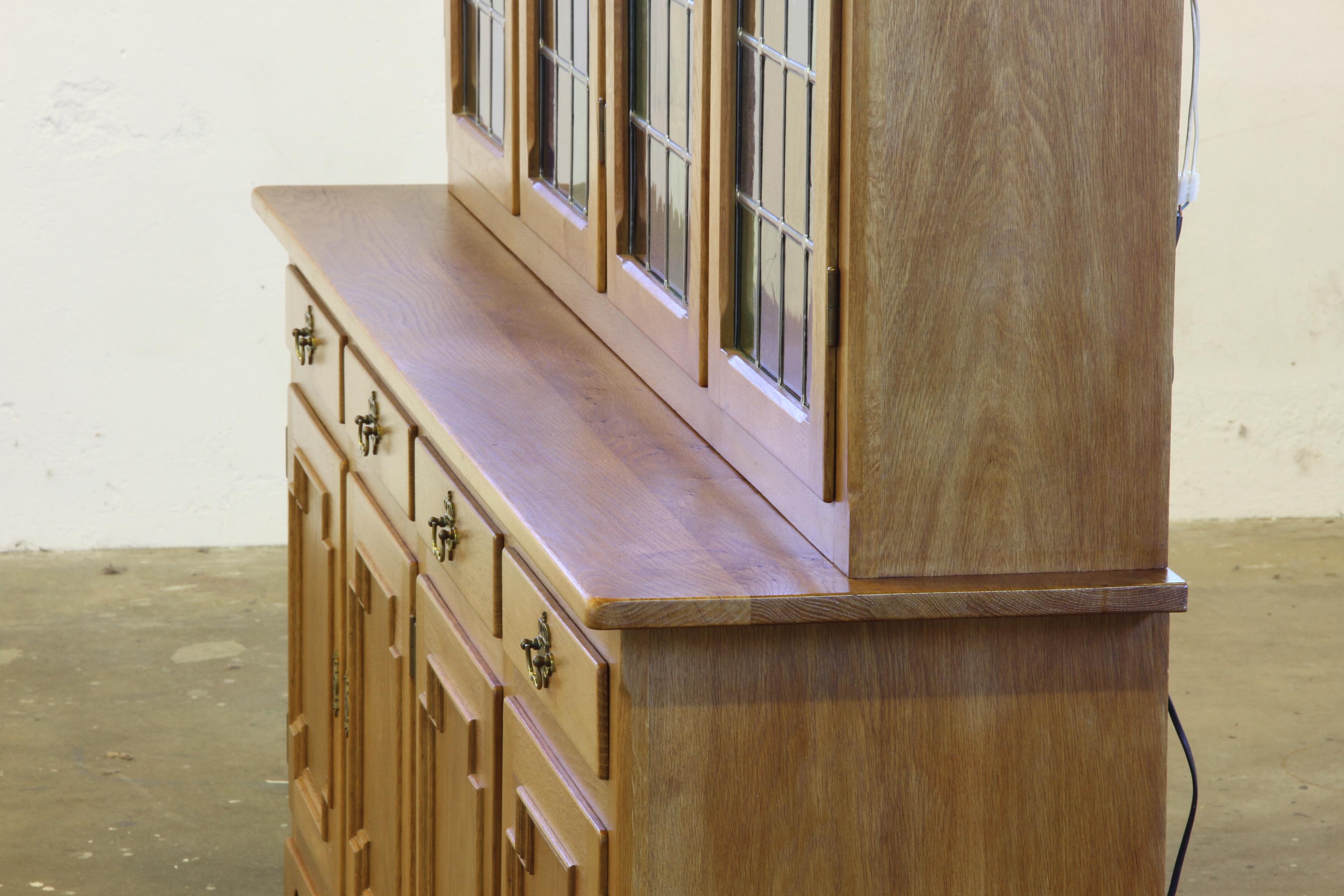 Vintage 1960s Danish Modern Oak China Display Cabinet style of Kjærnulf For Sale 6