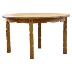 Vintage 1960s Danish Round Extendable Dining Table in Oak style of Henning Kjærnulf