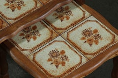 Vintage Danish Oak Nesting Tables with Ceramic Tile Tops, 1970s Set of Three